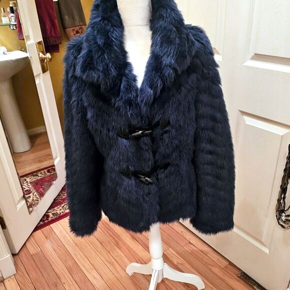 TURQUOISE FAUX FUR JACKET - Picture 4 of 5